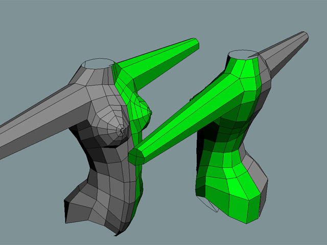 При помощи Extrude моделируются заготовки для рук