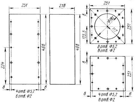 Эскизы панелей для изготовления низкочастотного корпуса