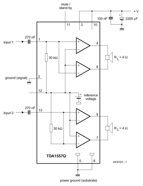 Схема включения TDA1557