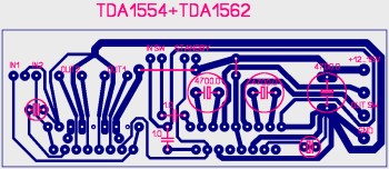 Печатная плата усилителя мощности на TDA1554 и TDA1562