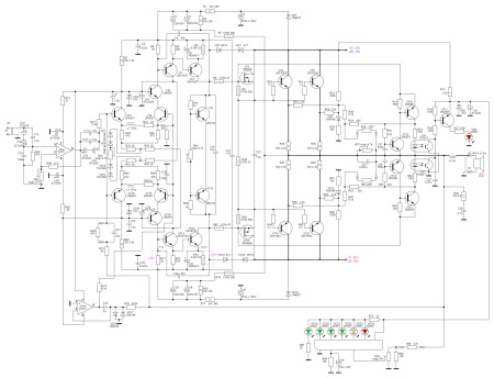 Чертеж принципиальной схемы финальной версии высококачественного усилителя мощности