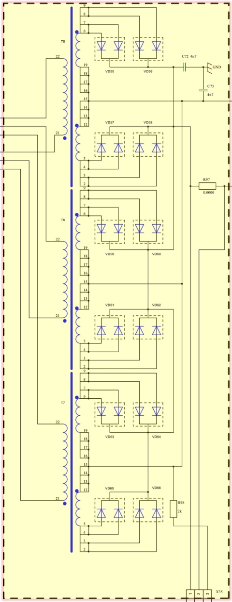 Силовые трансформаторы и вторичные выпрямители.