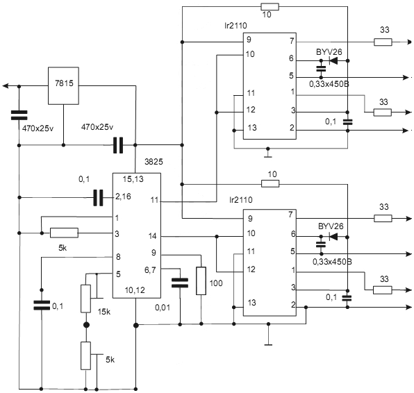 Управления силовыми транзисторами сварочного инвертора с помощью драйверов IR2110