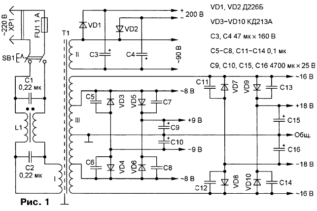 Схема выпрямителей лабораторного блока питания
