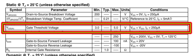 Пороговое напряжение для IRFP4668